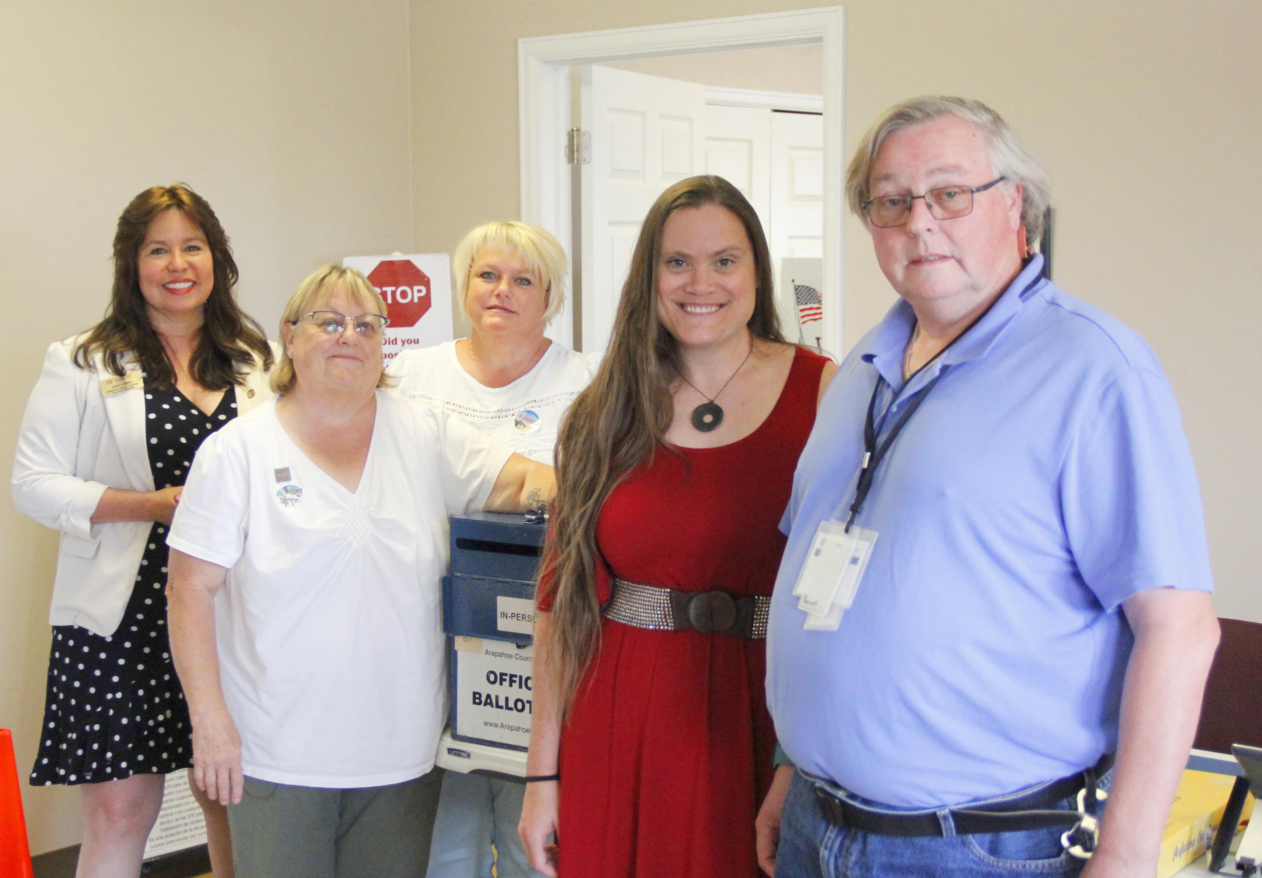 Election judges at the Bennett DMV VSPC